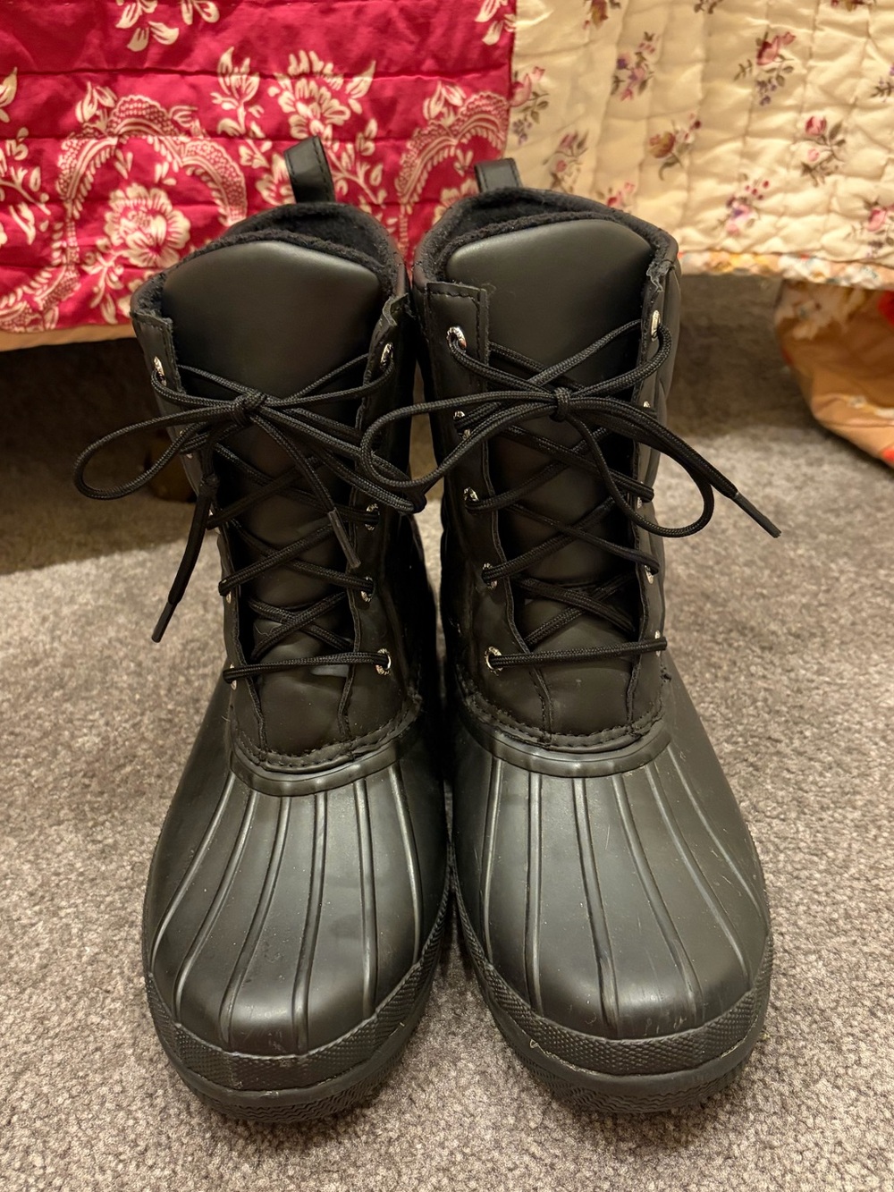 Sperry Women’s Black Quilted Duck Boots - Size 9 - Waterproof Winter Rain Boots